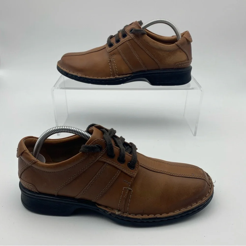 Clarks Ortholite Men Size 7 Shoes Brown Leather Dress Oxford Walking Lace Up